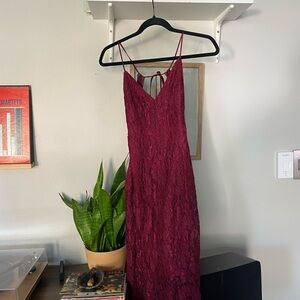 Lulu's Deep Red Backless Lace Dress